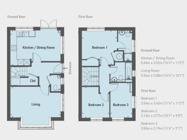 Floor plan, 3 bedroom house - artist's impression subject to change